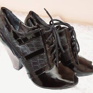 Naughty Monkey Military Style Peep Toe Fashion - Ankle Boots Black Womens   